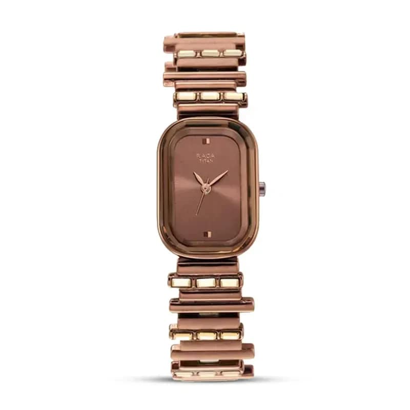 Titan Love All Brown Dial Analog Metal Strap Watch for Women 95154QM01