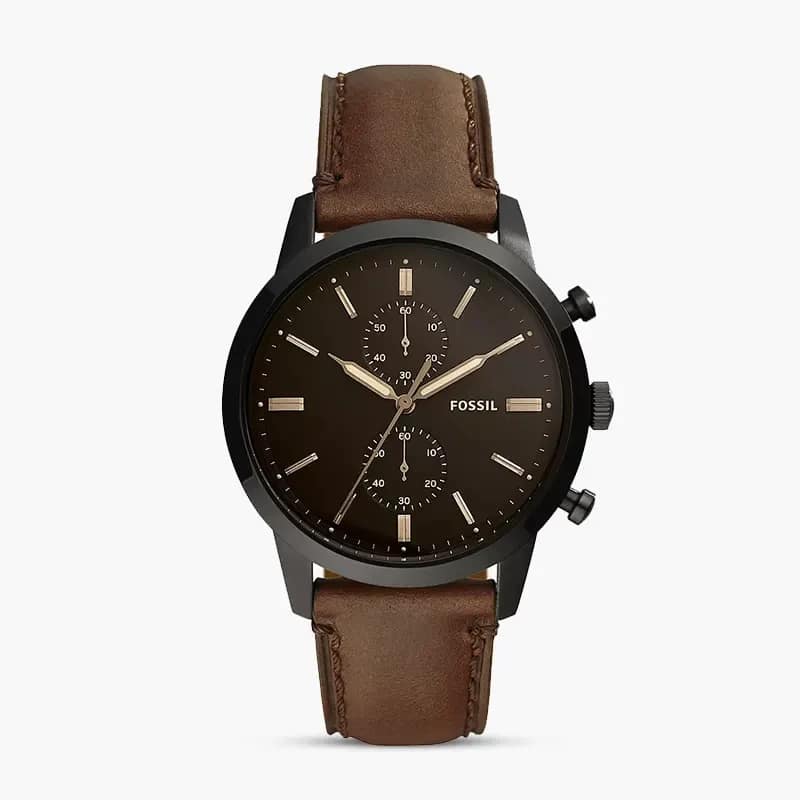 Fossil Townsman 44mm Chronograph Brown Leather Watch FS5437