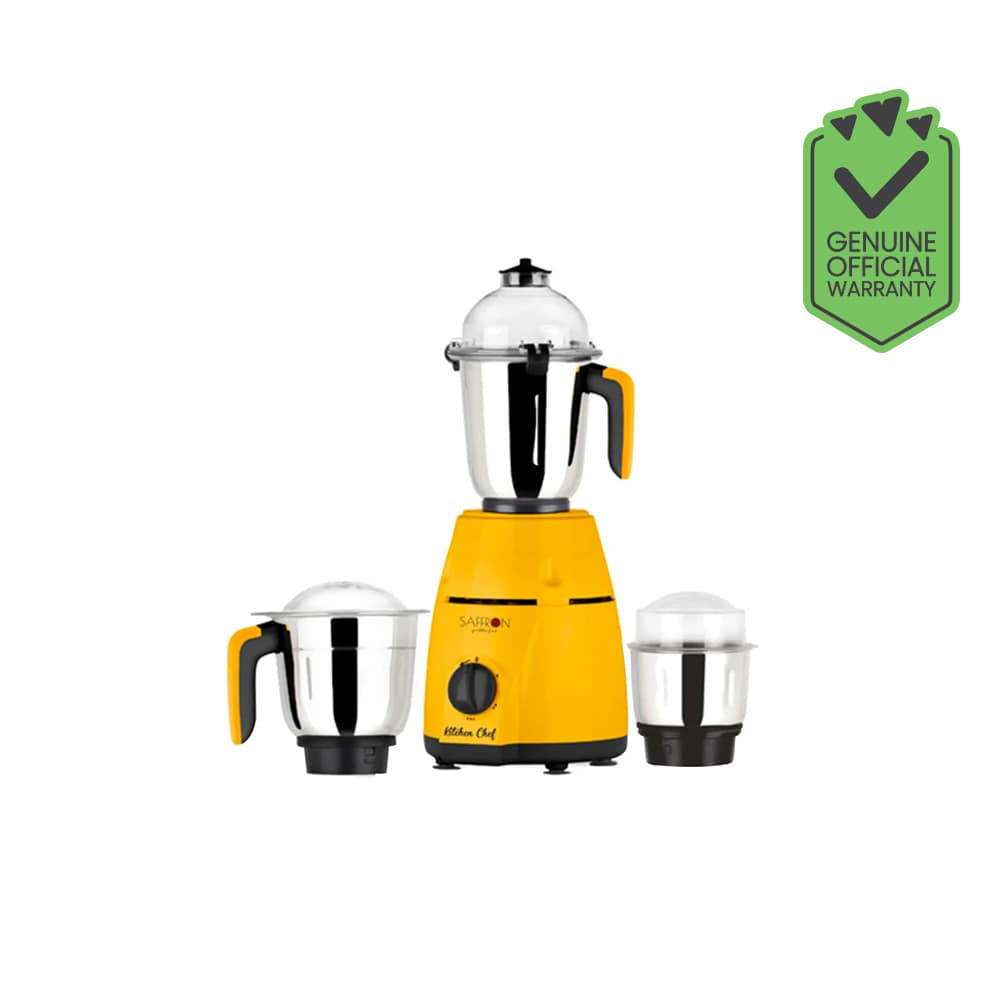 Saffron Kitchen Chef (3 Jar) Yellow Mixer Grinder