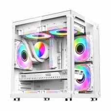 PC Power ICE CUBE V2 WH ARGB Mini Tower White Micro-ATX Gaming Desktop Casing