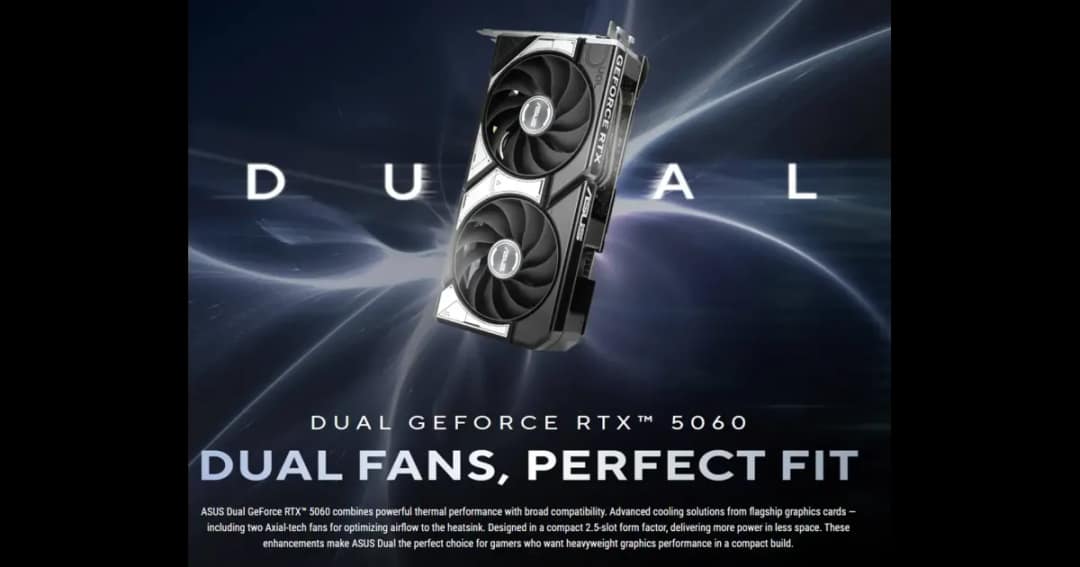ASUS Dual GeForce RTX 5060 8GB GDDR7 Graphics Card