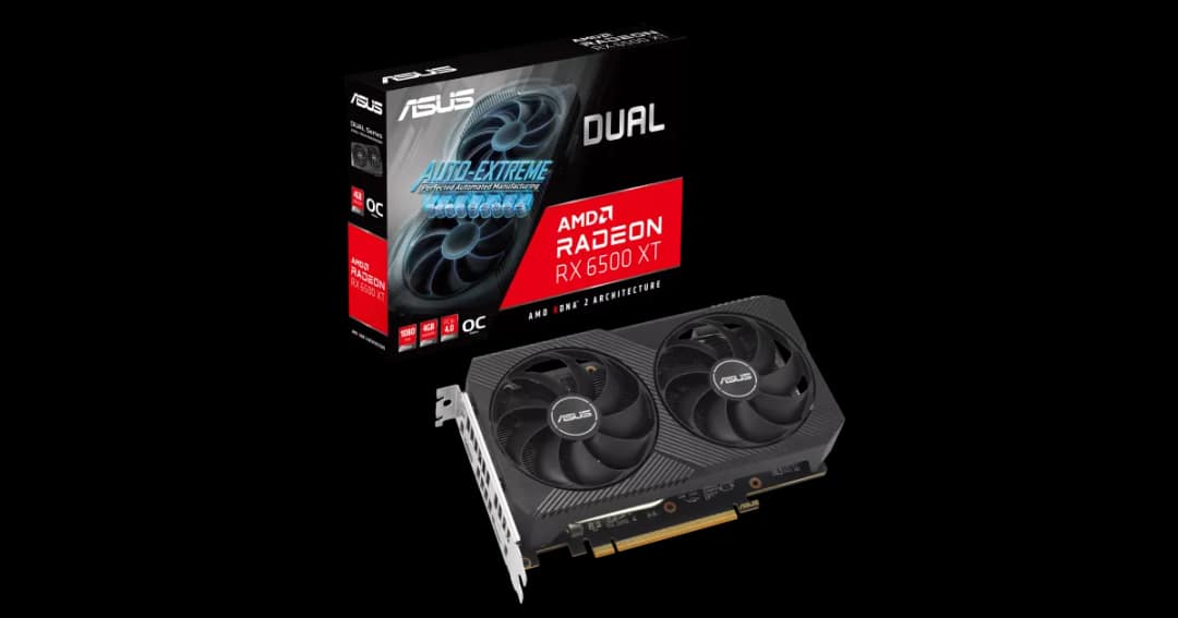 ASUS Dual Radeon RX 6500 XT V2 OC Edition 4GB GDDR6 Graphics Card