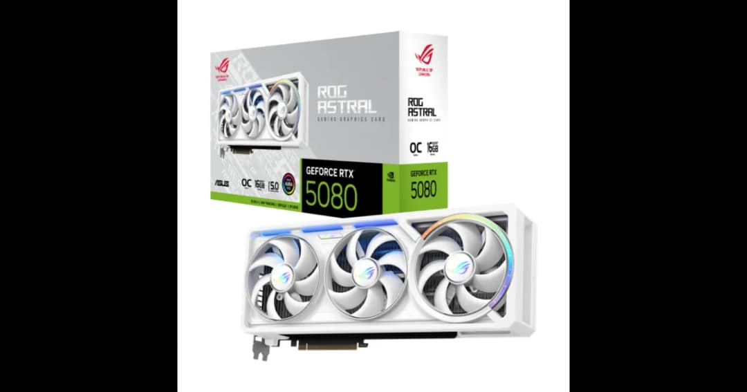 ASUS ROG Astral GeForce RTX 5080 16GB GDDR7 OC Edition Graphics Card White