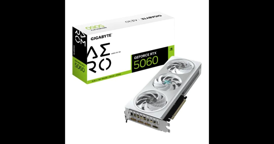 GIGABYTE GeForce RTX 5060 AERO OC 8G GDDR7 Graphics Card