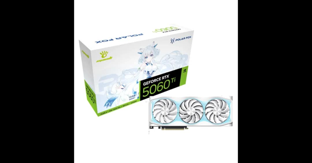 Manli Polar Fox GeForce RTX 5060 Ti OC Triple Fan 16GB GDDR7 Graphics Card