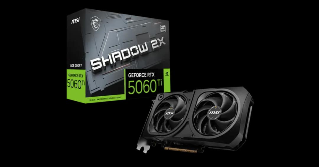MSI GeForce RTX 5060 Ti 16G SHADOW 2X OC PLUS 16GB GDDR7 Graphics Card