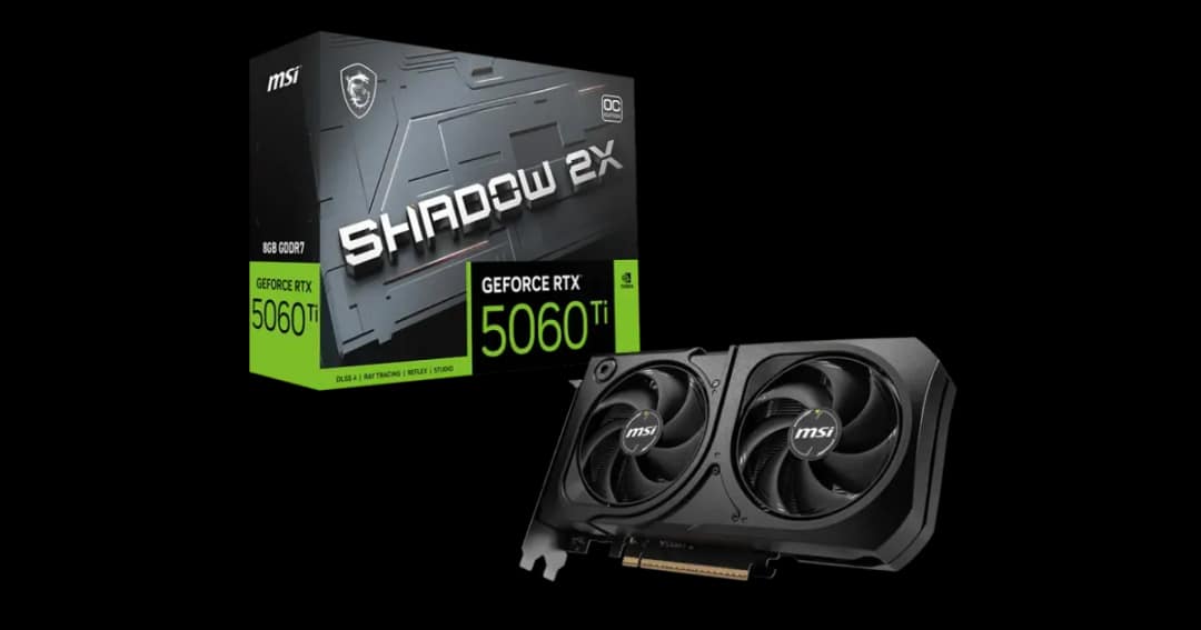 MSI GeForce RTX 5060 Ti 8G SHADOW 2X OC PLUS 8GB GDDR7 Graphics Card