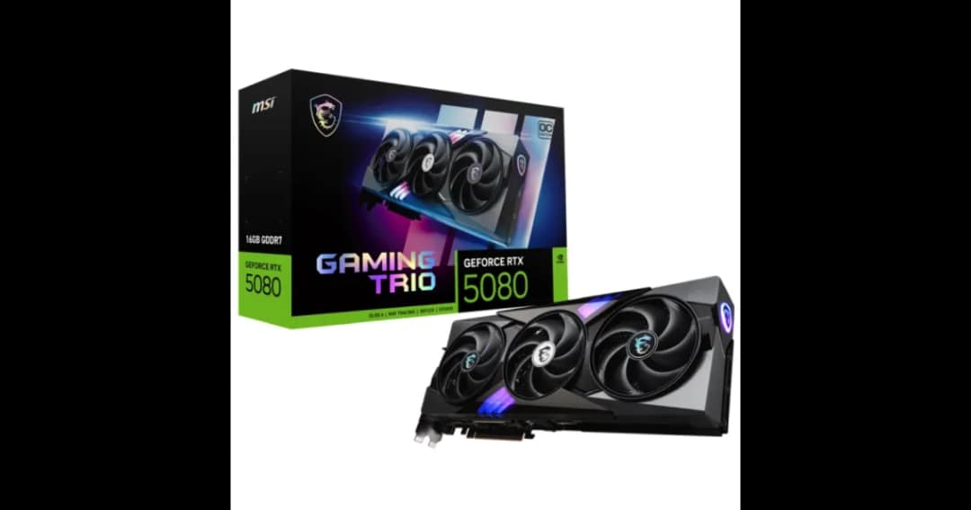 MSI GeForce RTX 5080 16G GAMING TRIO OC 16GB GDDR7 Graphics Card