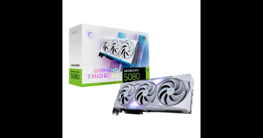 MSI GeForce RTX 5080 16G GAMING TRIO OC WHITE 16GB GDDR7 Graphics Card