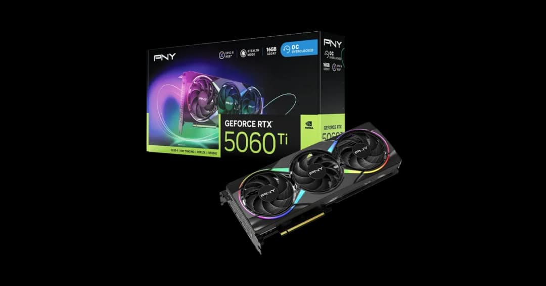 PNY GeForce RTX 5060 Ti 16GB EPIC-X RGB Overclocked Triple Fan GDDR7 Graphics Card