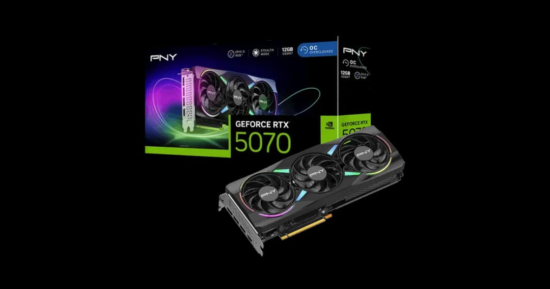 PNY GeForce RTX 5070 ARGB EPIC-X RGB OC Triple Fan 12GB GDDR7 Graphics Card