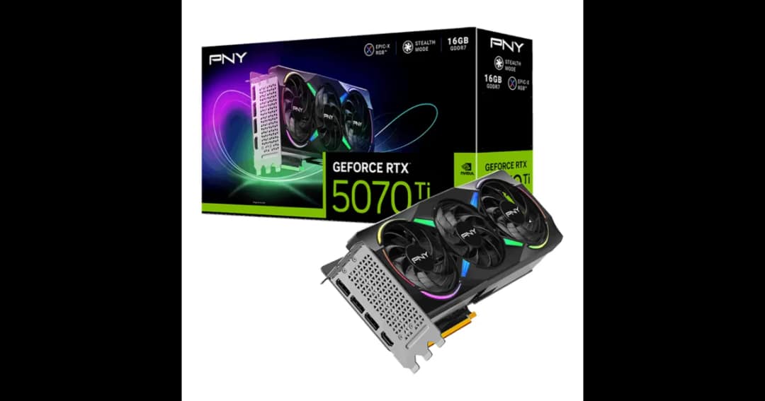 PNY GeForce RTX 5070 Ti ARGB EPIC-X RGB Triple Fan 16GB GDDR7 Graphics Card
