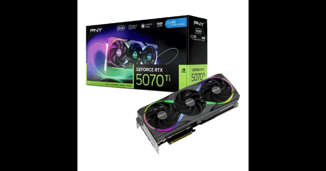 PNY GeForce RTX 5070 Ti Epic-X ARGB OC Triple Fan 16GB GDDR7 Graphic Card