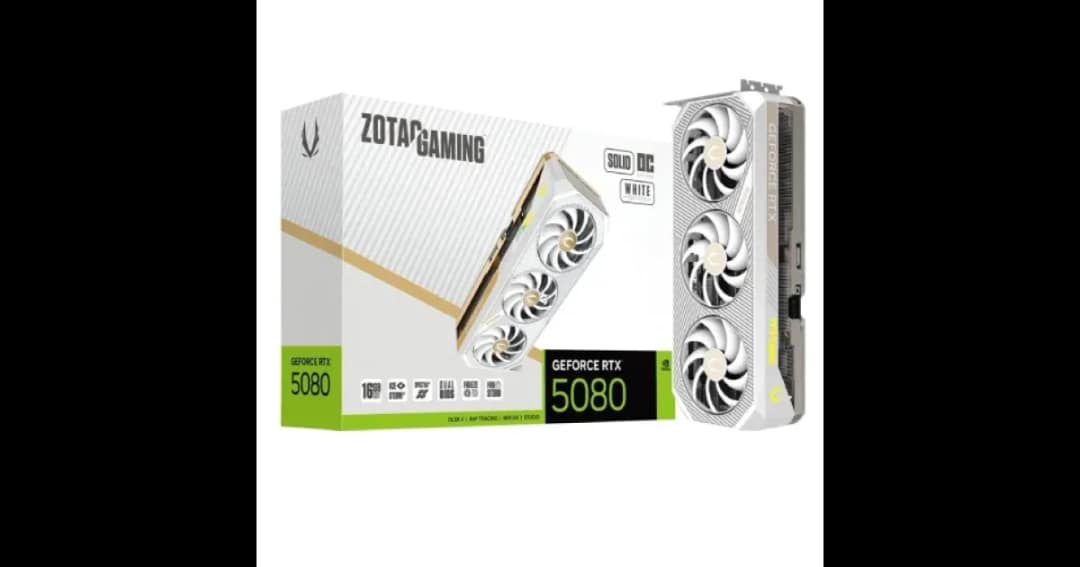 ZOTAC GAMING GeForce RTX 5080 SOLID OC White Edition 16GB GDDR7 Graphics Card