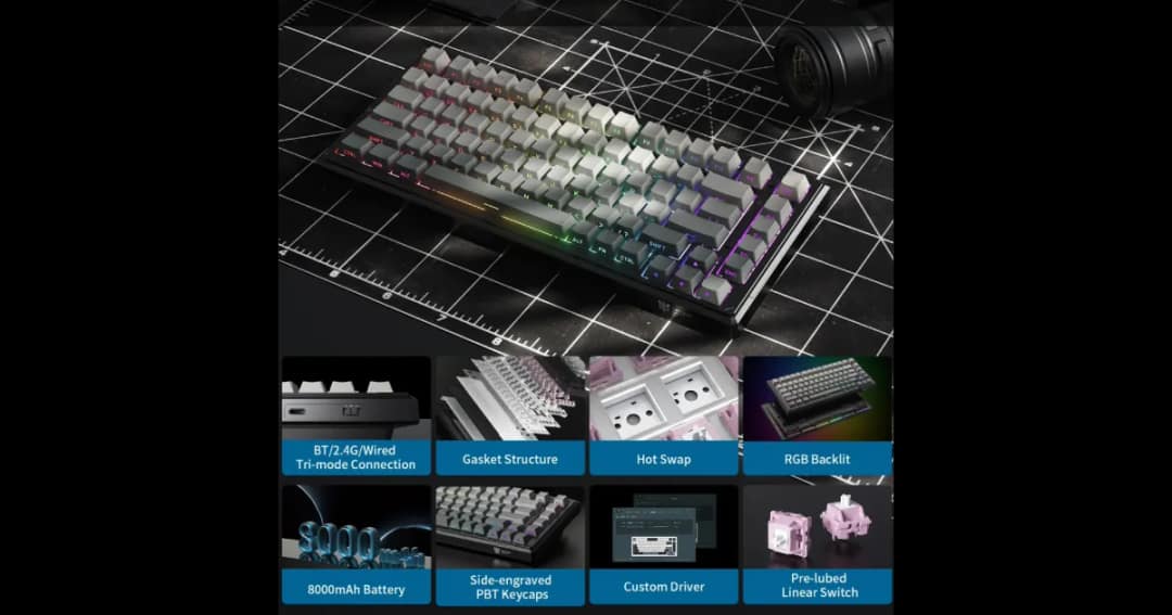 Onikuma G83 RGB Tri-Mode Wireless Mechanical Keyboard