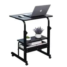 Height Adjustable Movable Laptop Desk with Storage Shelf