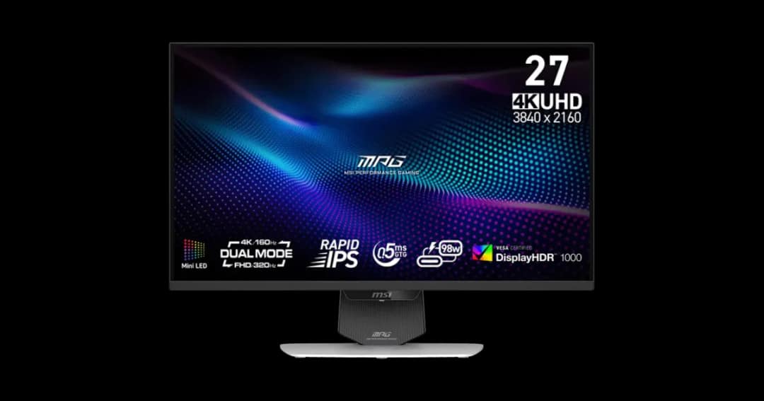 MSI MPG 274URDFW E16M 27" 320Hz 4K FHD Rapid IPS Dual Mode Gaming Monitor