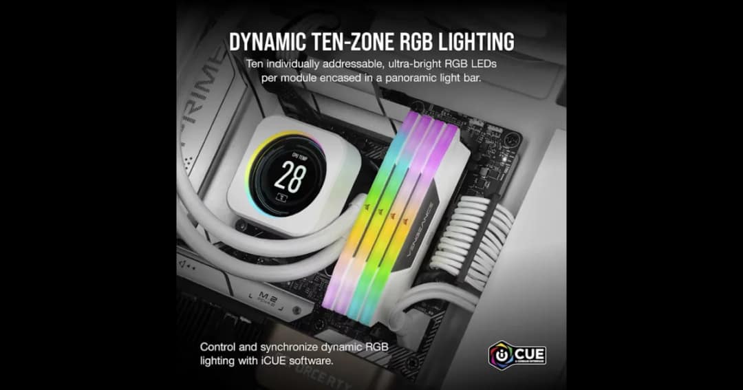 Corsair VENGEANCE RGB 16GB DDR5 6000MHz CL36 Desktop RAM White