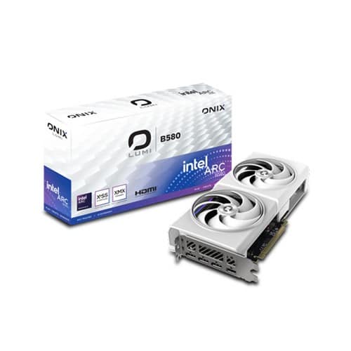 ONIX LUMI Intel Arc B580 GDDR6 OC 12GB White ARGB Gaming Graphics Card