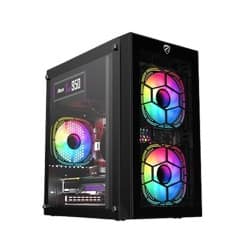 PC POWER SPIDER WEB CRYSTAL MINI GAMING CASING WITH 230W PSU & 3 ARGB FAN (Black)