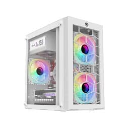 PC POWER SPIDER WEB CRYSTAL MINI GAMING CASING WITH 230W PSU & 3 ARGB FAN (WHITE )