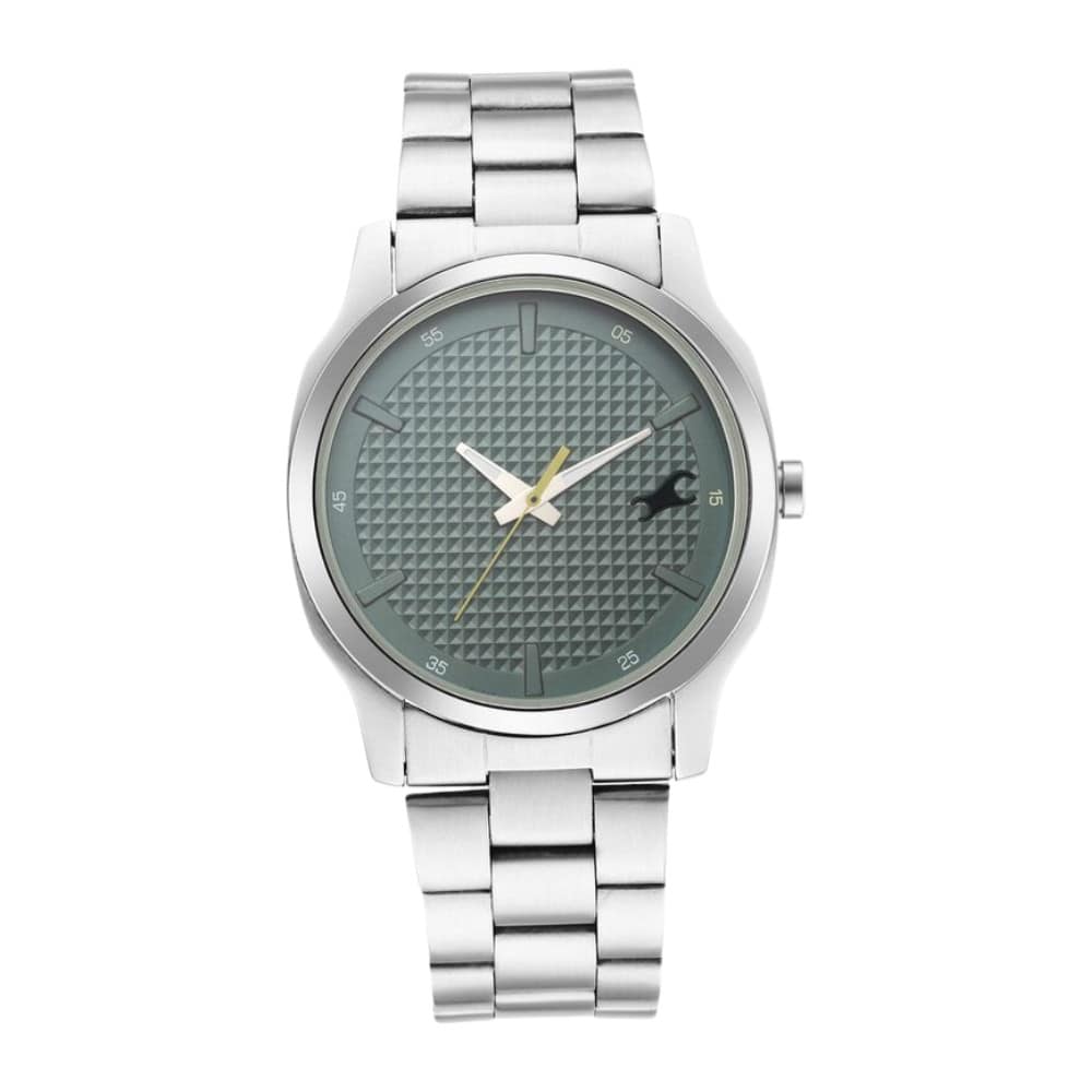 Fastrack Stunners Quartz Analog Green Dial Metal Strap Watch for Guys NR3255SM02