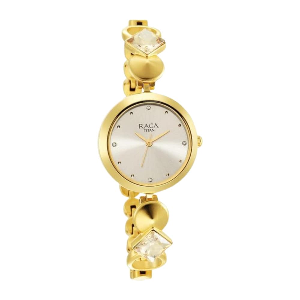 Titan Raga Love All Champagne Dial Analog Metal Strap Watch for Women 2606YM08